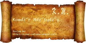 Komár Mátyás névjegykártya